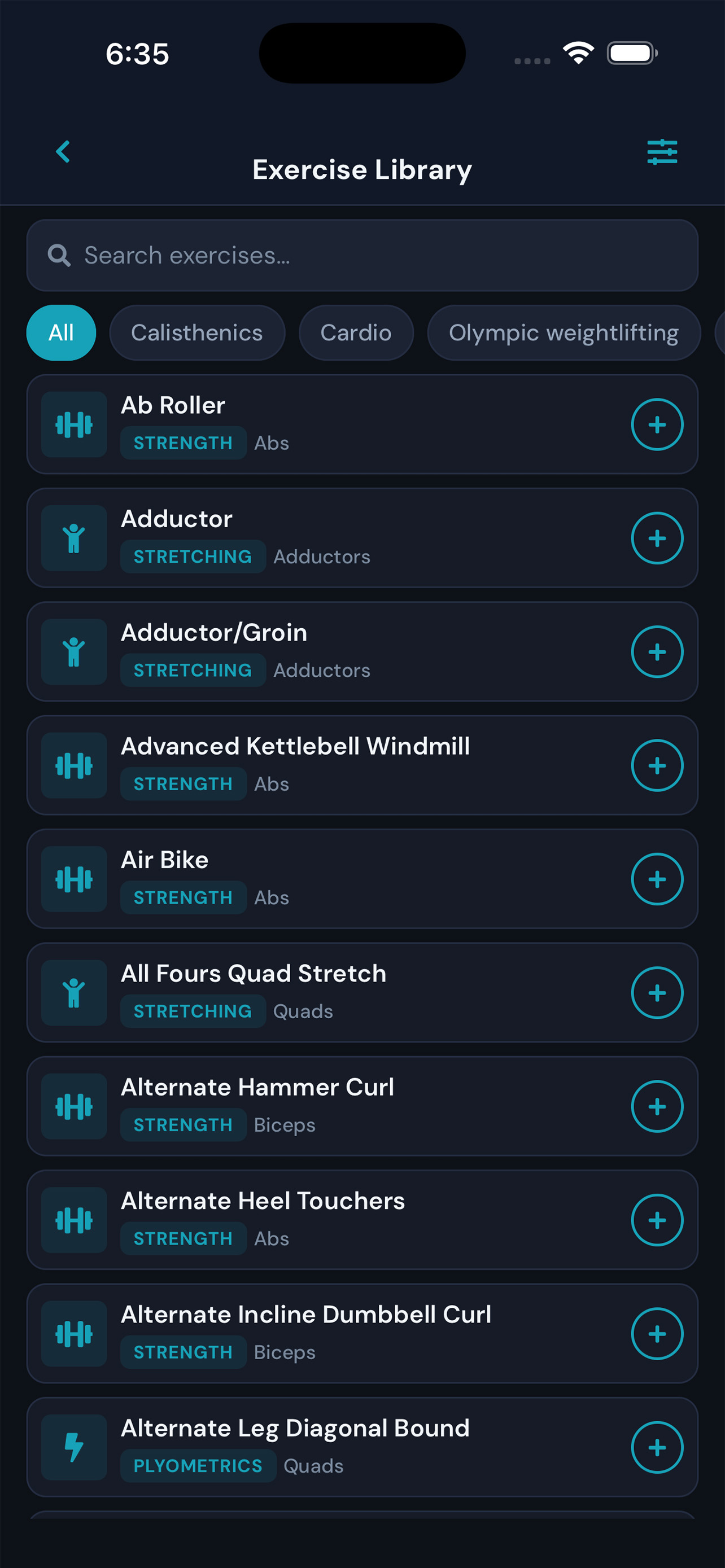 MaximumFit - Exercise Library